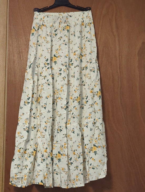 shosho Dresses & Skirts - shosho Cream Maxi Skirt with Yellow Floral Print
